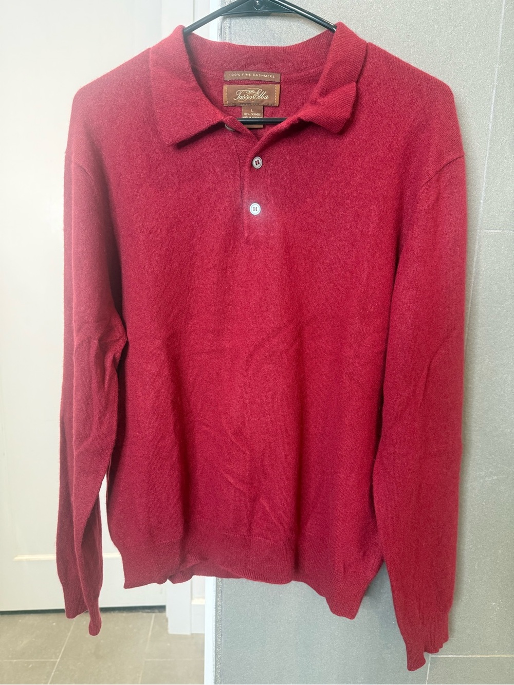 Tasso Elba 100% Fine Cashmere Polo Sweater Men’s Large Burgundy Red